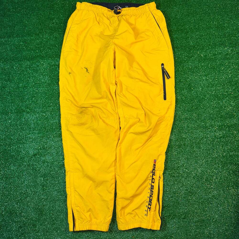 Vintage Polo Sport Ralph Lauren Men's Yellow Nylon Windbreaker Track Pants